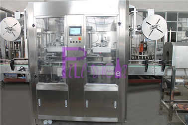 Máquina de etiquetado automática industrial, sistema de etiquetado de la manga de la cabeza del doble de la botella de la bebida