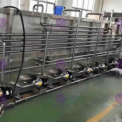 Pasteurizador movible en botella del jugo de la empaquetadora de la botella que recicla con las bocas de espray